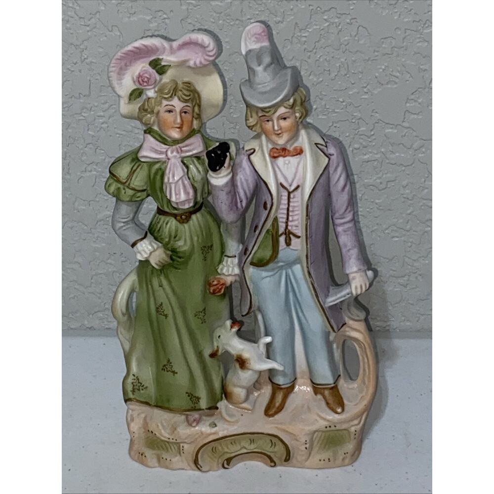 Vintage Paulux Moriyama Made‎ In Occupied Japan Bisque Porcelain Figurine Couple
